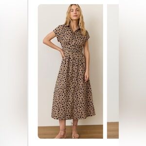 NWT Marine Layer Nova Dress Animal Abstract print shirt dress midi size Large